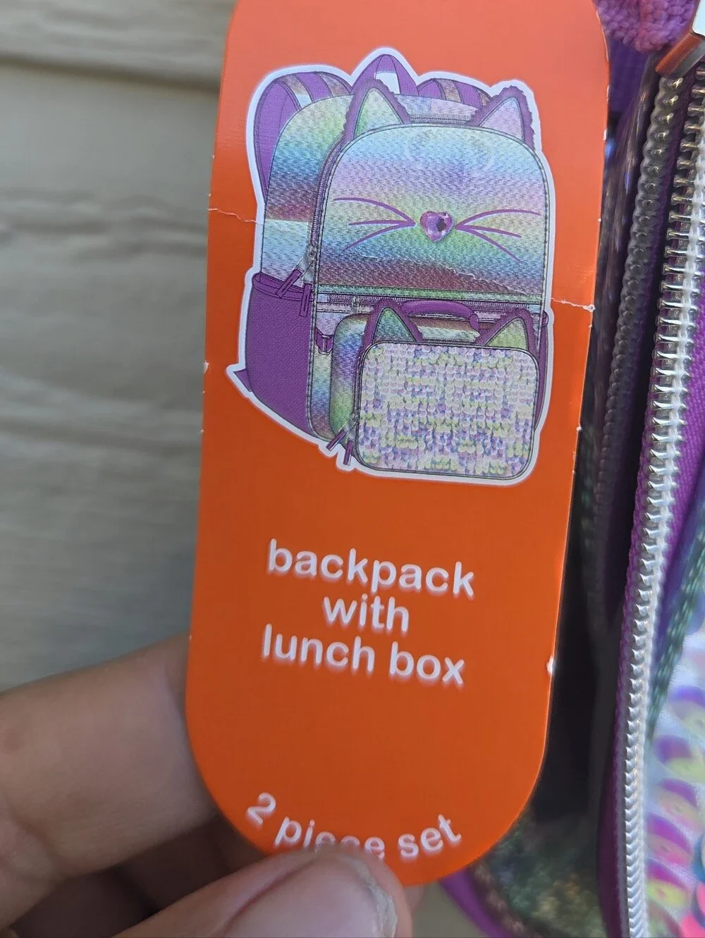 Wonder Nation Kids' Iridescent Purple Cat Backpack With lunch Bpx